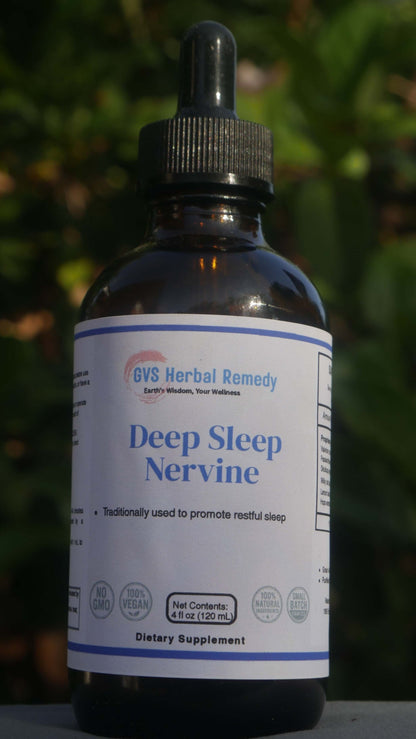 Bottle of Deep Sleep Nervine Tincture for natural sleep support and restful sleep.